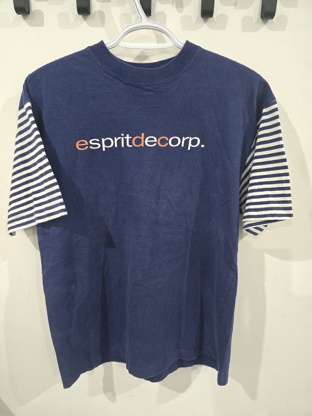 Vintage Esprit De Corp Navy Crewneck Tee with Green Neck Tag